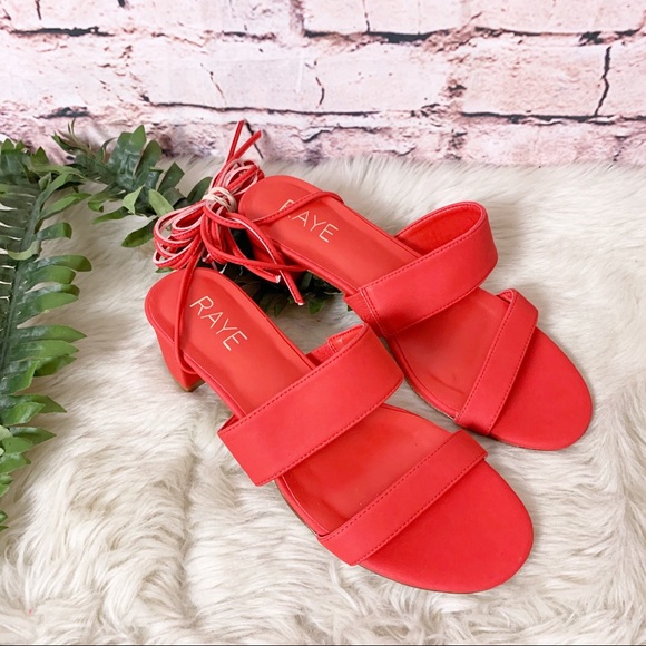 Raye Paris Tie Up Block Heel In Red Size 7 - Picture 3 of 9